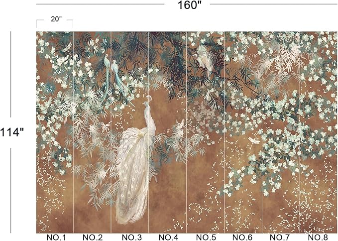 Cliouar-Wall Mural Wallpaper for Bedroom Living Room White Peacock Peel and Stick 160" x 114"