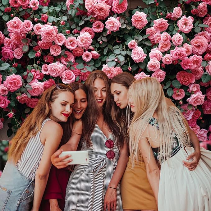 6x4ft Pink Rose Flower Photo Background Wedding Bridal Newborn Shower Birthday Party Photography Backdrops Banner Decor Anniversary Ceremony Couple Studio Props