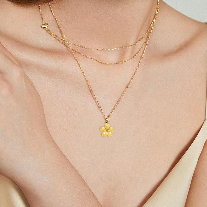 MECCANIXITY Enamel Charm Cherry Blossom Alloy Cute Small Flower Charm Gold Plated Pendant for Jewelry Making
