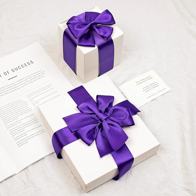 Double Faced Purple Satin Ribbon, 1-1/2 Inch X 50 Yards Polyester Ribbon for Gift Package Wrapping, Crafts, Bow Making, Sewing, Flower Bouquet, Wedding Party Decor