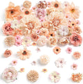 Fake Flower Heads Mini Artificial Flower Nude Color Faux Dahlia Rose Flowers for Crafts Cake Blossom Wreath Bouquets for Wedding Bridal Party Baby Shower Graduation Season Home Decor
