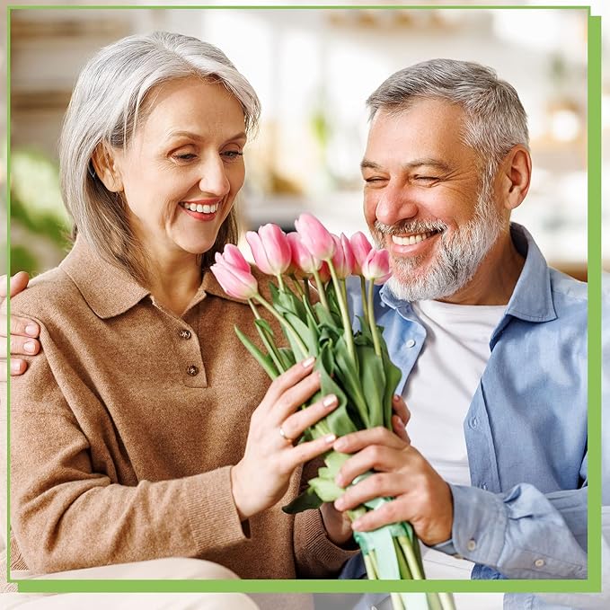 Janinka 100pcs Artificial Tulip Flowers Fake PU Tulips Faux Latex Bouquet Flower Centerpieces Arrangement Floral for Mother Day Wedding Spring Decorations (Light Pink)