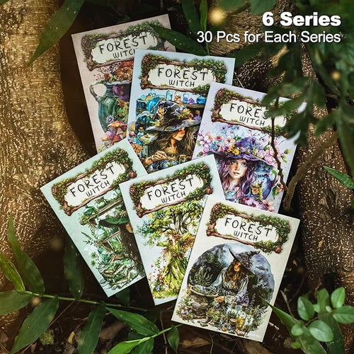 180Pcs Forest Witch PET Stickers, Magic Scrapbook Ephemera for Journaling Craft Supplies and Junk Journal