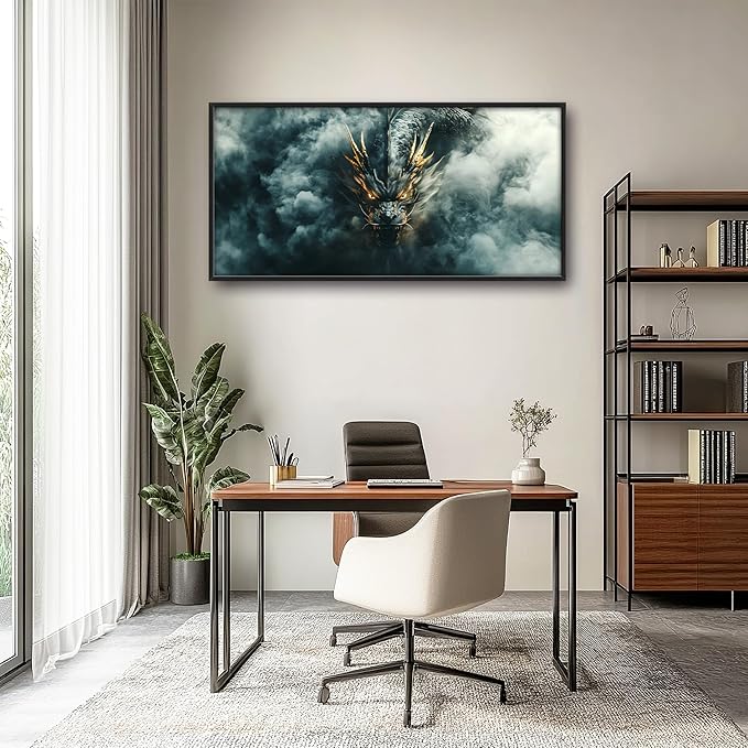Chinese Dragon Large Wall Art Framed Wall Decor for Living Room Asian Dragon Pictures Oversized Canvas Print Painting Modern Extra Large Framed Artwork for Bedroom Office Home Decor 60"x30"
