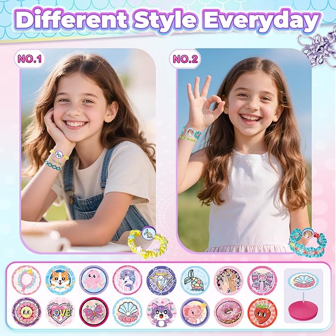2-in-1 Friendship Bracelet Making Kit, Arts and Crafts for Girls Ages 8-12, Jewelry Making Kit＆DIY Travel Activity Toys Set, Christmas Birthday Gifts for 6 7 8 9 10 11 12 Year Old Teen Girls (Purple)