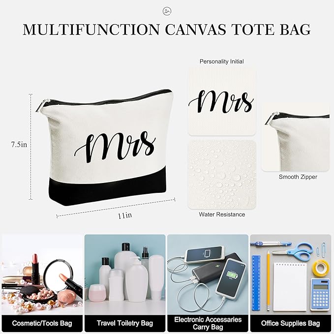 YOOLIFE Christmas Gifts for Women - Initial Canvas Tote Bag & Makeup Bag, Birthday Gifts for Women Mom Sister Friends