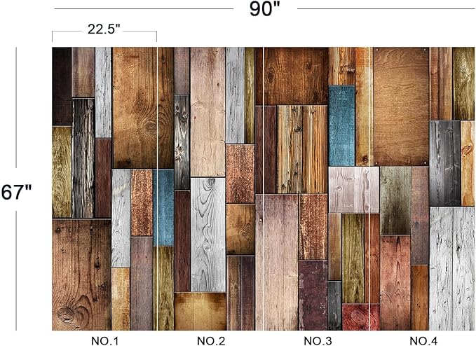 Eierme-Vintage Color of Old Wooden Wall Background Texture Mural Wallpaper Peel and Stick 90" x 67"