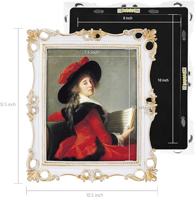SIMON'S SHOP White Picture Frames 8x10, Vintage Photo Frames for Wall and Tabletop, Antique Style Frames for Artworks School Pictures