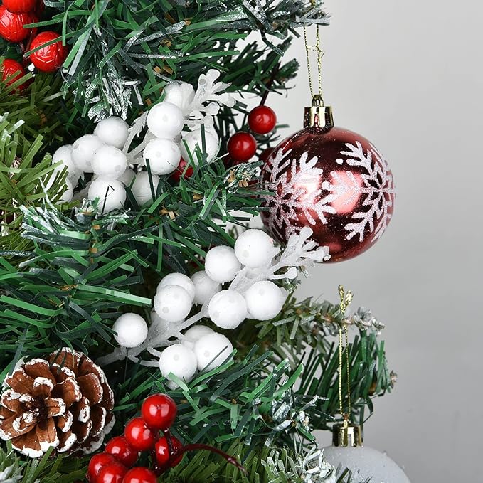 Red Berries Picks Clearance, 14 Pack Artificial Berry Stems for Christmas Tree Decorations, Crafts, Holiday and Home Decor, 7.9 Inches (White)