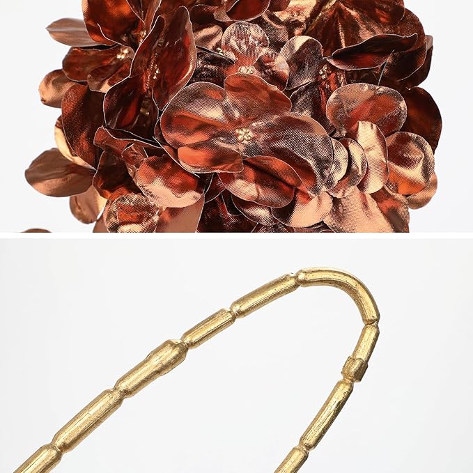 Hollyone 3Pcs Christmas Flowers Brown Christmas Ornaments Artificial Hydrangea Flowers 26inch Fake Hydrangea Flower Floral Arrangements Bouquets Xmas Faux Hydrangeas Stems Party Christmas Home Decor