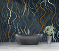 Eierme-Abstract Luxury Golden Wallpaper Wavy line Art Background Dynamic Ribbons 90" x 67"