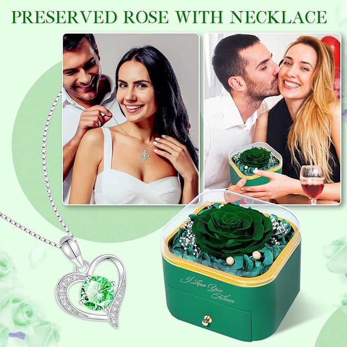 Beferr Birthday Gifts for Women Preserved Real Rose with Necklace Eternal Roses Forever Flowers for Delivery Prime Christmas Day Gifts for Mom Grandma Wife Sister Her from Daughter