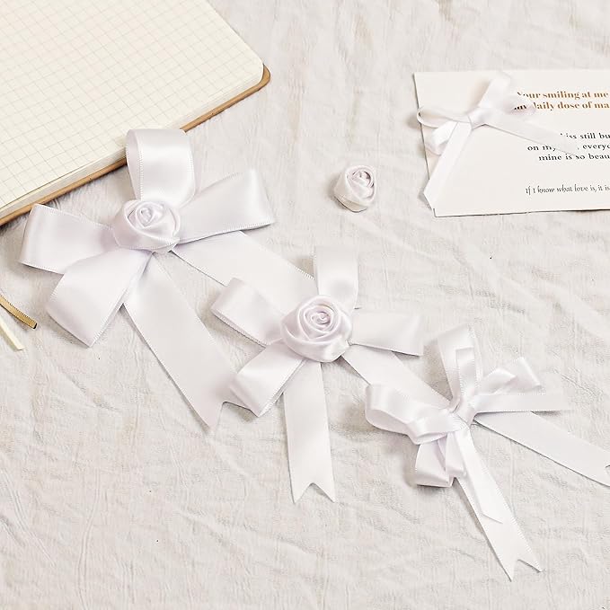 Premium Double Faced Satin Ribbon, 1/2 Inch X 50 Yards, White, Perfect for Gift Wrapping, Crafts, Wedding Decor