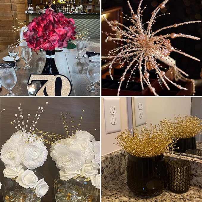 50pcs Beaded Stick Bride Wedding Pearl Bouquet Party Decoration (Ivory)