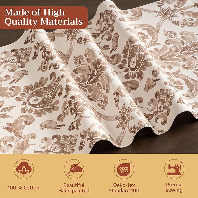 Maison d' Hermine Table Runner 100% Cotton Double Layer Table Runners 108 inches Long for Thanksgiving Christmas Decorations Home Kitchen Dining Party Wedding (Allure, 14.5" x 108")