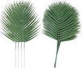Abzo 20 Pcs Artificial Palm Leaves Stems Greenery Tropical Palm Leaves Faux Monstera Leaves Plant for Palm Sunday Flower Arrangement Home Kitchen Party Table Decor, Wedding Birthday Theme Parties.