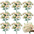8 Pack Rose Artificial Flowers Bouquet, 10 Small Silk Rose Heads Per Pack, Fake Roses Bunches for Wedding Table Centerpieces Bridal Bouquet Mother's Day Valentine's Day Home Decor, Champagne