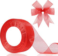 1.5 inch Sheer Organza Ribbon Red Chiffon Ribbon for Gift Wrapping Christmas Halloween Decoration Wedding Bouquet Crafts 50 Yards