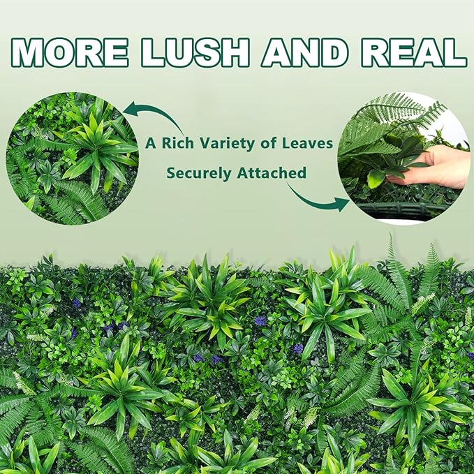 Greenery Grass Wall Panels, 40"x120" (33.33 sqft) Artificial Outdoor Ivy Privacy Fence Screen, UV-Anti Faux Boxwood Roll Grass Wall Panels for Garden Patio Balcony Decor