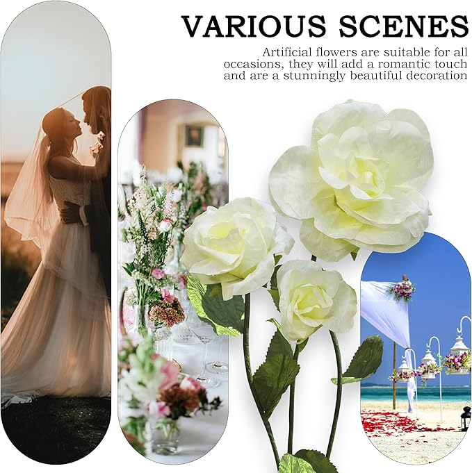 Large Artificial Faux Flower Set Outdoor/Indoor Decor - 3D Giant Flowers for Decoration for Garden Hotel Office Photography Props Wedding Art Gallery Shop Window Display (Yellow)