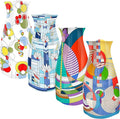 MODGY Expandable Flower Vase Set, Plastic Decorative Modern Foldable Printed Vases for Centerpieces for Wedding, Dining Table, Home Decor, Living Room, Bathroom, Office, Frank Lloyd Wright, 4 Pack