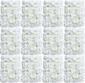 12pcs 24" x 16" Artificial Flower Wall Panel Background,3D White Plastic Hydrangea Rose Flowers Wall Backdrop for Wedding Party Event Photo Backdrop Wall Decor (White)