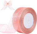 1-1/2 Inch x 50 Yards Sheer Organza Ribbon Chiffon Ribbon for Gift Wedding Flower Bouquet Wrapping Decorations Crafts (Rose Gold)