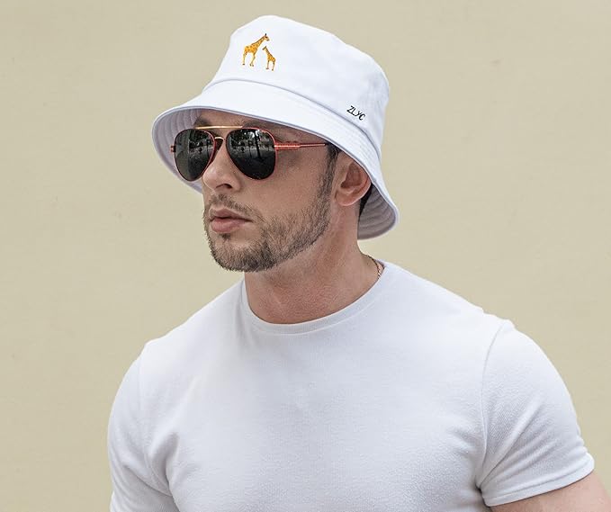 ZLYC Unisex Fashion Embroidered Bucket Hat Summer Fisherman Cap for Men Women