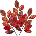 Hollyone 23.6” Christmas Tree Picks and Sprays 3Pcs Red Artificial Magnolia Stems Magnolia Leaves Branches Fake Red Leaf Floral for Vase DIY Xmas Tree Garland Wreath Centerpieces Wedding Decor
