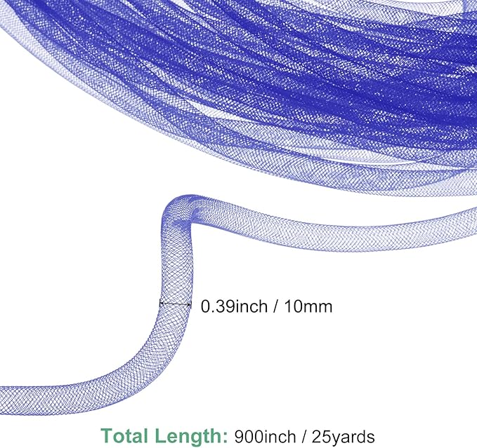 Mesh Tube Ribbon 25 Yards, 10mm Elastic Fabric Ribbons Mesh Tubing for Crafts/Gift Wrapping/Flower Bouquets/Wedding/Birthday/Holiday/Wreaths Christmas/Decoration[Dark Blue]