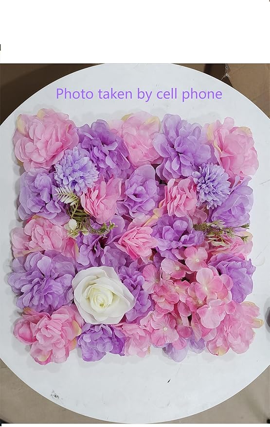 12Pcs Artificial Flower Wall Panel 3D Floral Backdrop Wall 15" X 15" Flower Panel Decor Flower Backdrop Faux Rose Panels for Party Home Background Decor, Pink