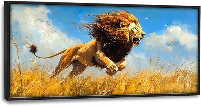 Lion Large Decor Wall Art Framed Pictures for Living Room, Animal Oversized Canvas Print Painting Modern Extra Large Framed Artwork for Bedroom Office Home Decor 60"x30"