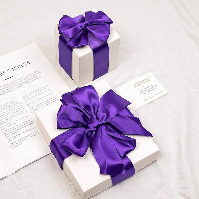 Purple Satin Ribbon, Double Faced 2 Inch X 50 Yards Purple Ribbon, Premium Satin Ribbon for Gift Wrapping, Crafts, Hair Bow Making, Sewing, Flower Bouquet, Wedding Party Decor