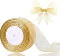 1.5 inch Sheer Organza Ribbon Gold Chiffon Ribbon for Gift Wrapping Christmas Halloween Decoration Wedding Bouquet Crafts 50 Yards