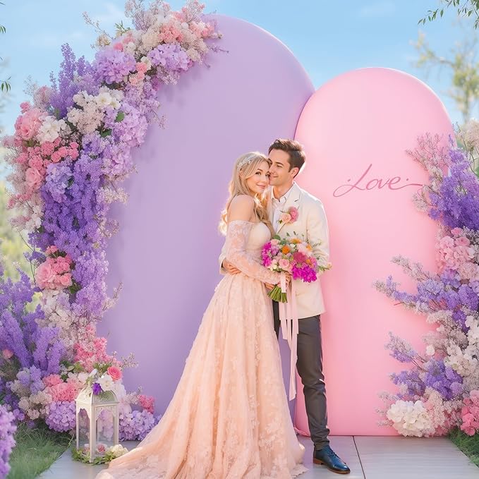Pink Purple Arch Backdrop Cover Set of 2 Spandex Arch Covers 7.2 and 6ft Wedding Birthday Party Arch Covers Stretchy Backdrop Bridal Baby Shower Pink Lavender Arch Stand Cover