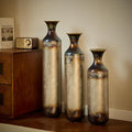 Metal Tall Floor Vases Set of 3, Hand-Forged Burnt Finish Rustic Floor Vase for Home Decor, 28.34 24.4 20.4 Inch Tall Decorative Vases for Farmhouse Industrial Living Room