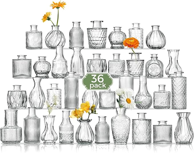 Bud Vase Set of 36PCS, Wedding Centerpieces for Tables Mini Clear Bud Vases for Flowers Small Flower Vases Suitable for Birthday Party Anniversary Wedding Baby Shower