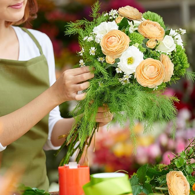 Artificial Ranunculus Flowers with Real Touch Stem,Silk Ranunculus Flowers (Champagne, 6pcs)