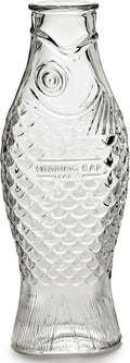 Serax Glass Water Pitcher | Fish & Fish glassware by Paola Navone | Wine Carafe Decanter 28.74 fl oz | Clear Bottle Container for hot and cold Drinks | Beverage Dispenser for Fridge | Suitable as Vase