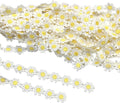 15 Yards Daisy Flower Lace Trim Embroidered Floral Lace Sewing Trim Ribbons for Embellishment Craft Dress Hair Accessories Decorations (White with Yellow, 1" x 15 Yards)