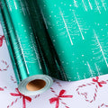MAYPLUSS Green Christmas Wrapping Paper - 17 Inch X 33 Feet - Reversible Cute Bow Candy Cane Christmas Gift Wrapping Paper, Metallic Foil Thick Gift Wrap Paper for Holiday Party New Year Kids