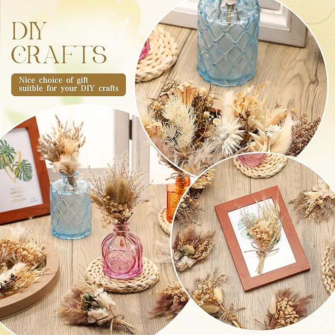 Layhit 12 Pack Boho Dried Flower Bouquet Mini Wedding Handmade Dry Flowers Decor for Vase Crafts DIY Photo Boutonniere for Men Floral Plant for Bridesmaid Gift Birthday Decor(Rustic)
