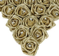 IPOPU Gold Roses,25PCS Glitter Roses Bouquet Gold Artificial Roses with Crystal for Christmas Wedding Bouquet Home Party Decoration(Gold)