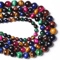10mm 36PCS Colorful Tiger Eye Natural Stone Beads Crystal Spacer Loose Beads for Jewelry Making DIY Bracelet 1 Strand 15 inches