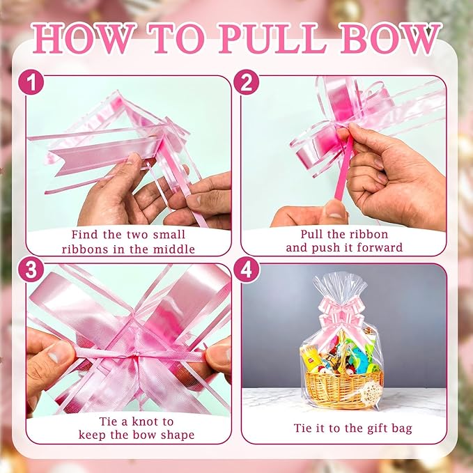 PigPotParty 30"x40" Clear Cellophane Gift Bags - Includes Bows – 10 Pack Large Cellophane Wrap for Gift Baskets, Plastic Gifts Bags for Gift Giving