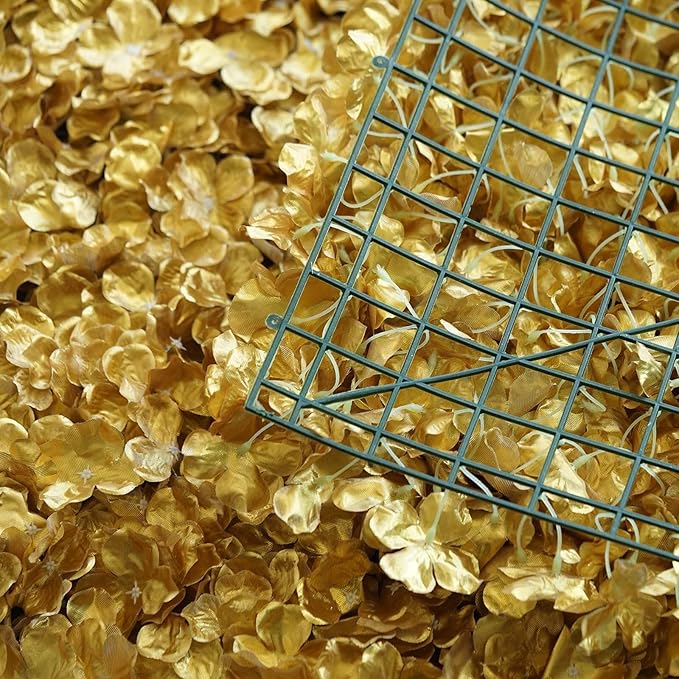 Efavormart 4 PCS Gold Silk Hydrangea Flower Mat Wall Wedding Event Decor for DIY Centerpiece Arrangement Party Decorations