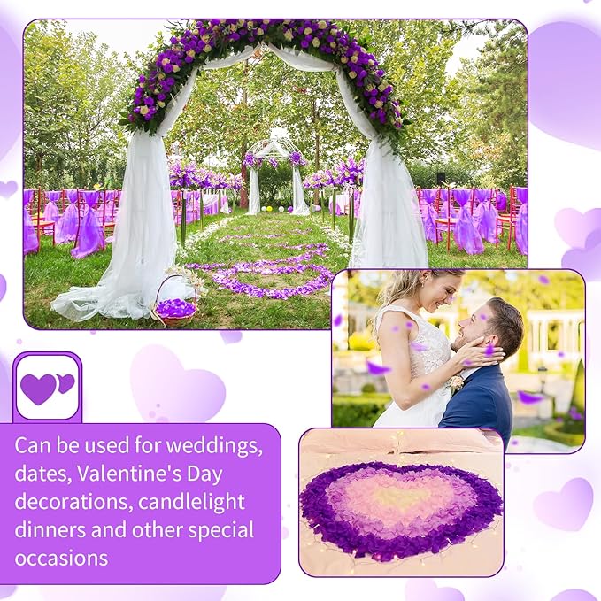 1000 Pcs Artificial Fake Rose Petals,Flower Petals for Romantic Night, Engagement, Party, Wedding, Event Flower Decorations, in Bulk(Purple)