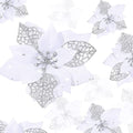 Boao 24 Pieces Christmas Artificial Glitter Poinsettia Flowers Xmas Flowers Wedding Christmas Tree New Year Ornaments(White)