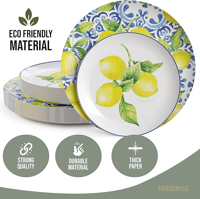 Trendables Floral Paper Plates 40 Pcs Fancy Disposable Plates for Party Set - 20 Guests 20 X 8 Small Paper Plates Dessert Plates & 20 X Large Paper Plates 10 Inch Paper Plates Bulk | Tuscan