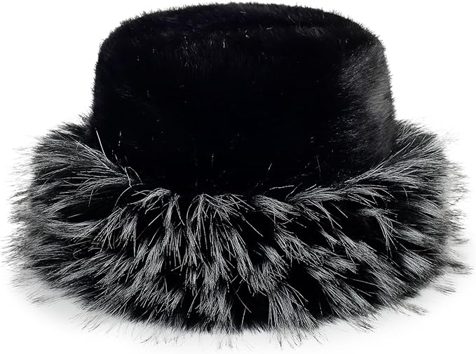 Fuzzy Bucket Hats for Woman Fur Winter Hat Fluffy Warmer Fisherman Cap